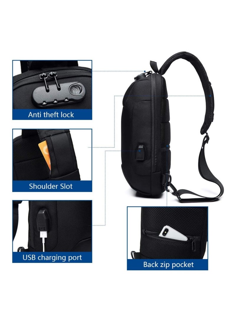 أوزوكو شنطة كتف مضادة للسرقة كروس مقاومة للماء مع منفذ شحن USB , خفيفة الوزن لون اخضر جيشي - Image 2