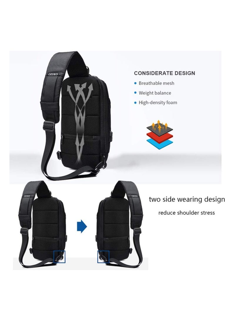 أوزوكو شنطة كتف مضادة للسرقة كروس مقاومة للماء مع منفذ شحن USB , خفيفة الوزن لون اخضر جيشي - Image 4