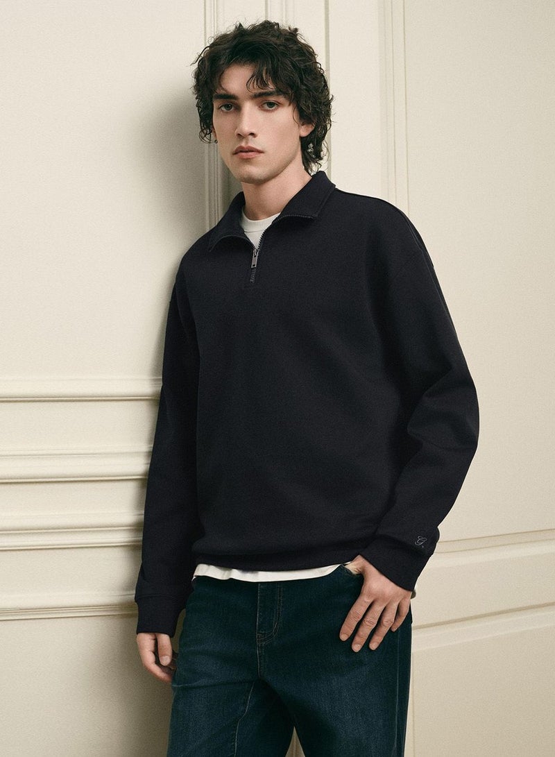 GIORDANO Men’s Regular Fit Lyocell Half-Zip Sweatshirt - Image 1