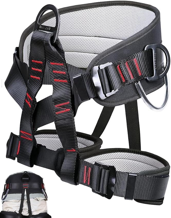 Ttechouter Adjustable Thickness Climbing Harness Half Body Harnesses for Fire Rescuing Caving Rock Climbing Rappelling Tree Protect Waist Safety Belts - Image 1