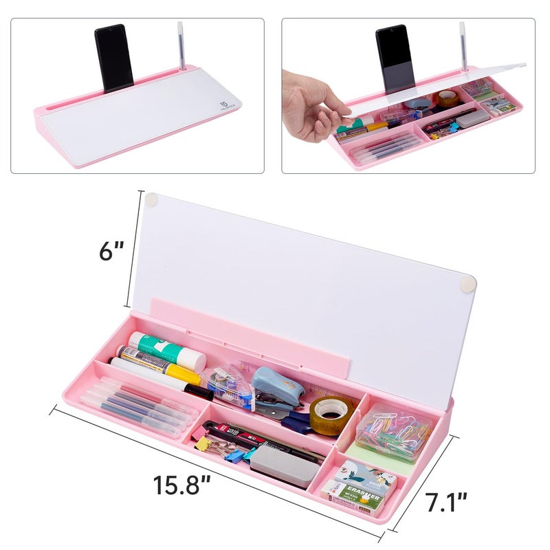 TSJ OFFICE Desktop Whiteboard Dry-Erase-Board - Computer Keyboard Stand White Board Surface Pad with Drawer, Desk Organizers with Accessories for Office, Home, School Supplies - Image 4