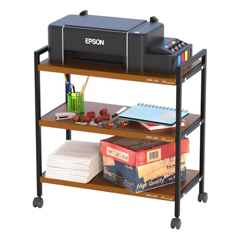 Milad SAIFIX 3-Tier Rolling Trolley with Wheels | Heavy Duty Multifunctional Metal Frame Cart | Ideal for Home, Kitchen, Bathroom and Office Storage | Storage Organizer (Black & Golden) - Image 1