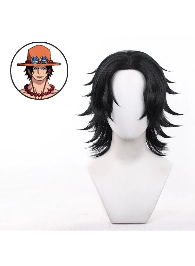 general One Piece Portgas D. Ace Cosplay Wig Black Curly Middle Part Hair for Anime Halloween Costume - Image 1