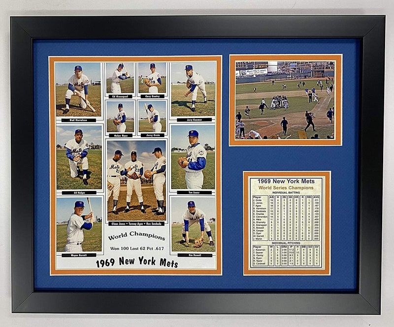 Legends Never Die New York Mets 1969 MLB World Series Champions Team Pictures and Roster Collectible Framed Photo Collage Wall Art Decor 12x15 Black - Image 2