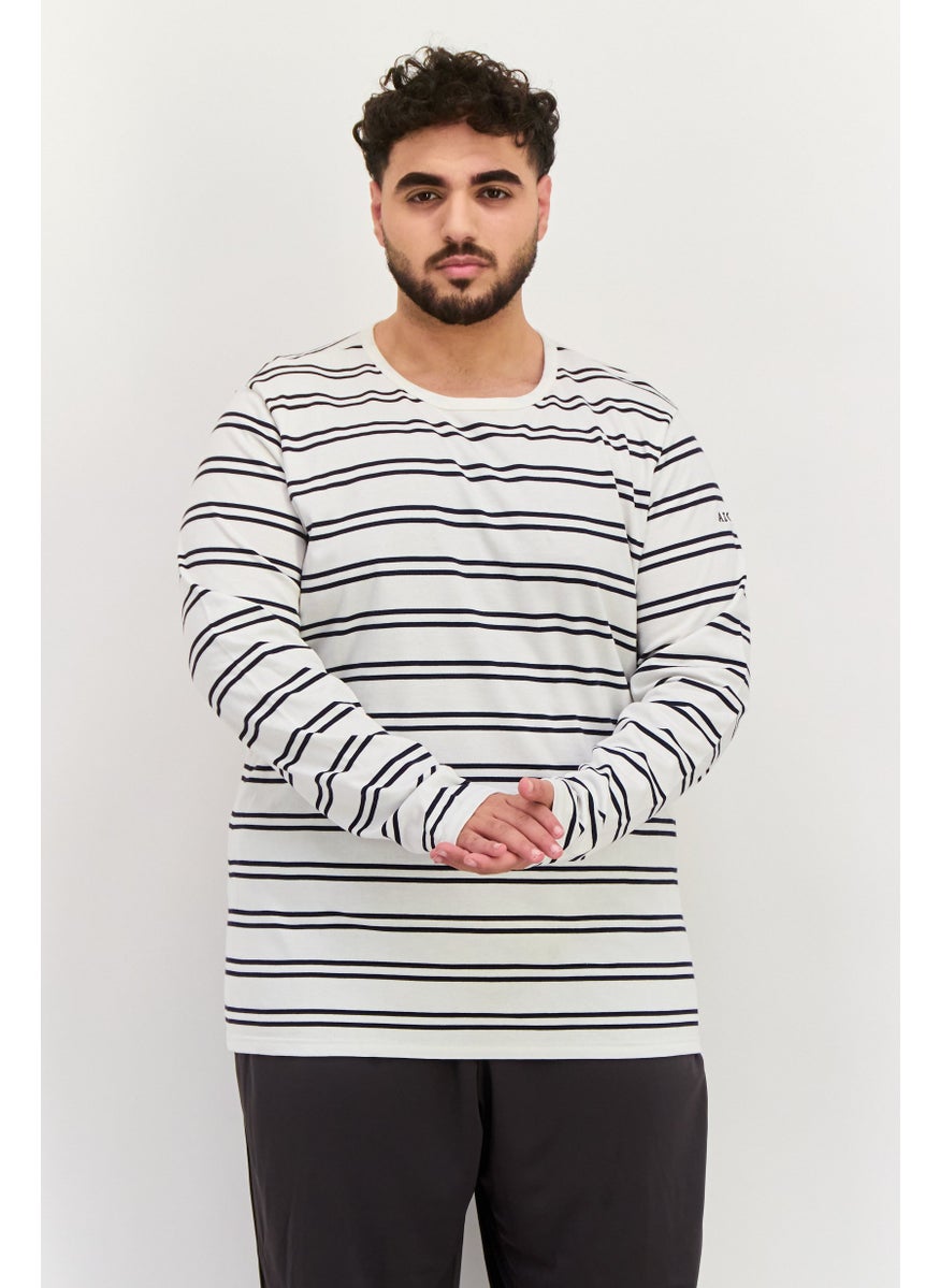 Men Round Neck Stripe Long Sleeves Sweatshirt, White - pzsku/Z23E2AF72082F002A227FZ/45/_/1737641755/f65af32e-2a04-4431-a622-be6b4dbd5783