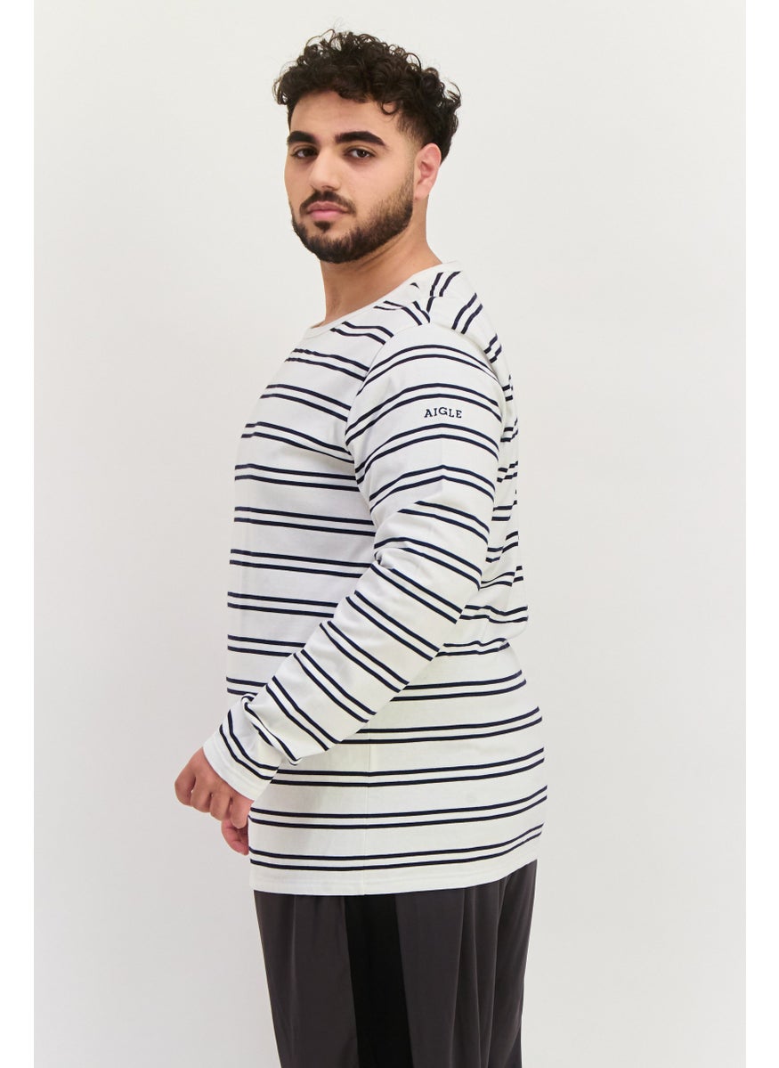 Men Round Neck Stripe Long Sleeves Sweatshirt, White - pzsku/Z23E2AF72082F002A227FZ/45/_/1737641760/e01d73c8-17da-4a63-8e76-28aa2296cc12