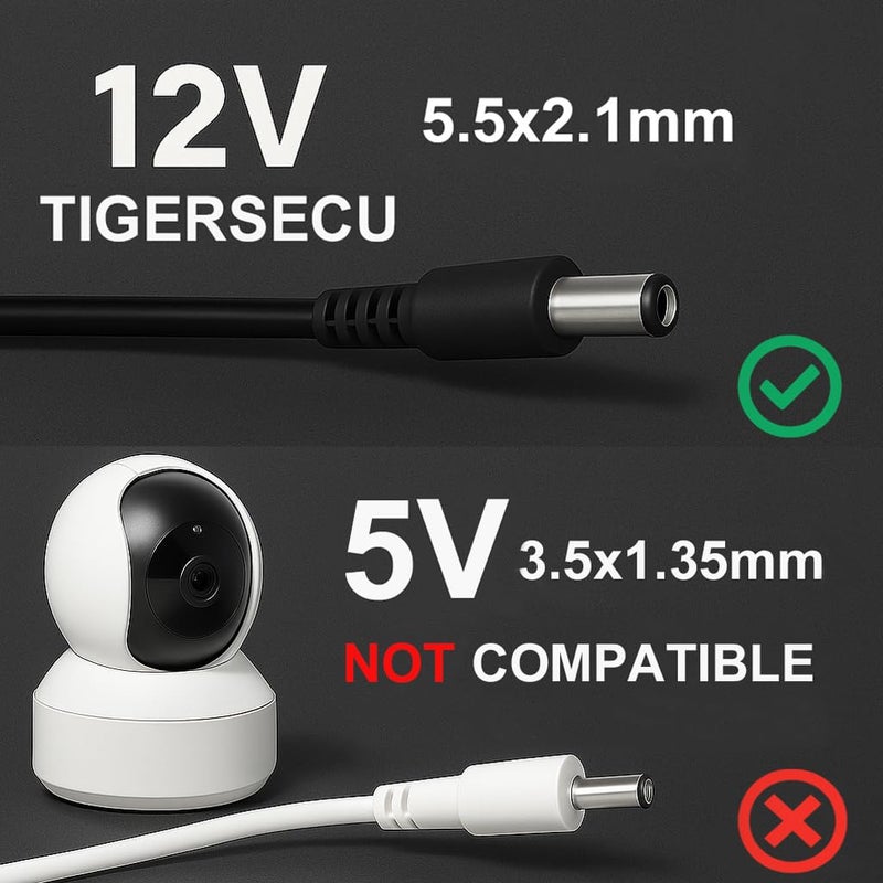 TIGERSECU 12V 8A Power Adapter for Security Cameras and DVRs, with 9-Way Splitter, 100V-240V, 2.1x5.5mm Power Supply, Compatible with Lorex, Night Owl, Swann, ZOSI, Reolink, Annke IP and BNC Cameras - Image 2