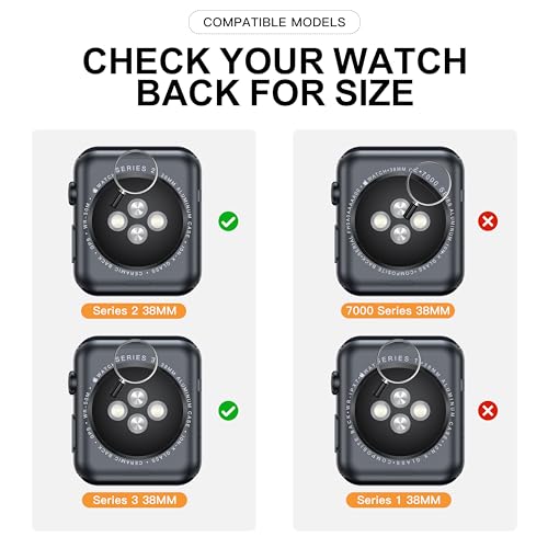 Misxi 2 Pack Hard PC Case with Tempered Glass Screen Protector Compatible with Apple Watch Series 3 Series 2 38mm, Ultra-Thin Scratch Resistant Overall Protective Cover for iWatch S3/S2, Black - Image 2