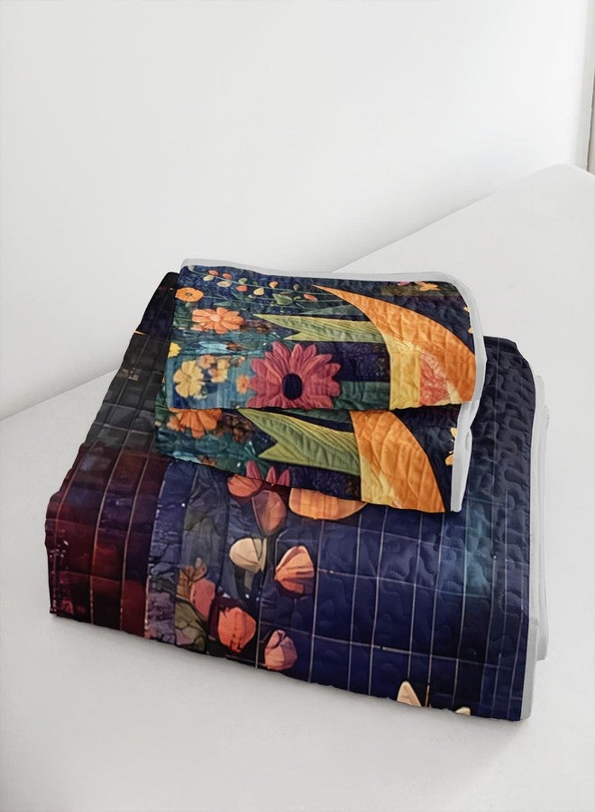 HOSIMA Cute Cat Quilt Set King Size,Cat Sitting on Moon Surrounded by Colorful Butterflies Flowers,Aesthetic Pattern Lightweight Summer Quilt for Kids Girls Room Decor with 2 Pillowcases. - Image 5
