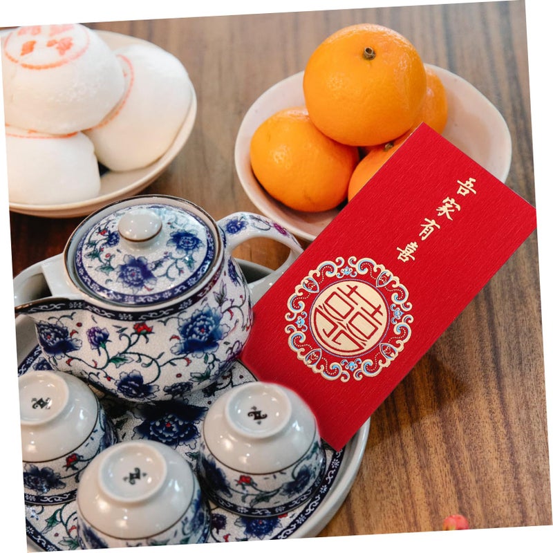 Traditional Chinese Wedding Red Envelopes Luck Money Packets Set of 12 for Celebrations - Image 5