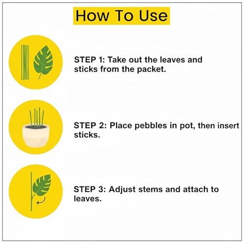 Go Hooked Artificial Indoor Plant with Complimentary Pot and Pebbles | 12 Patterned Leaves, Alocasia Green Plants | Decorative Potted Plant for Home Decor, Living Room & Office Desk (Design 2) - Image 5