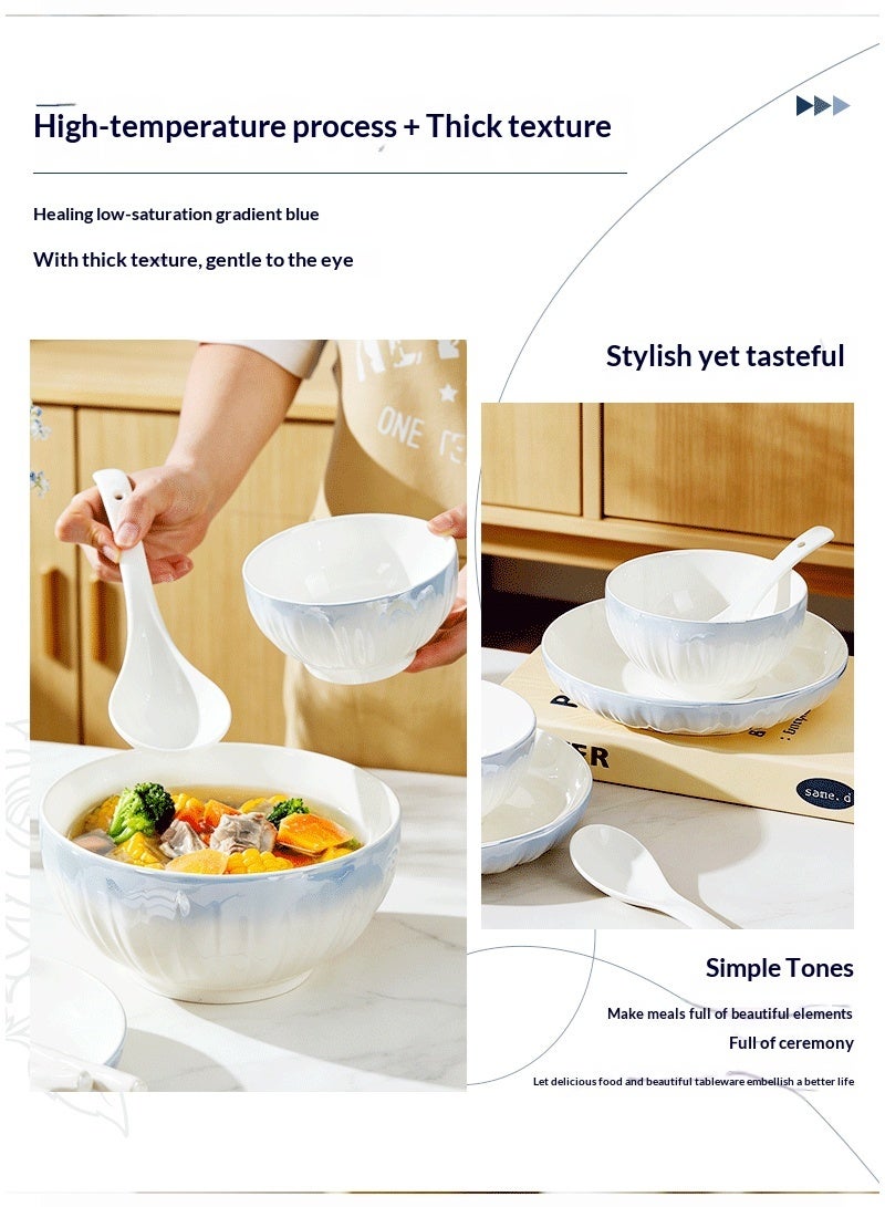 High Quality Porcelain Tableware Set 18-Piece Tableware Set Gift Box Ceramic Tableware Set, Microwave and Dishwasher Safe Includes 4 Plates 5 Bowls and 5 Spoons 4 chopsticks Suitable for Holiday Gifts or Parties White - Image 2