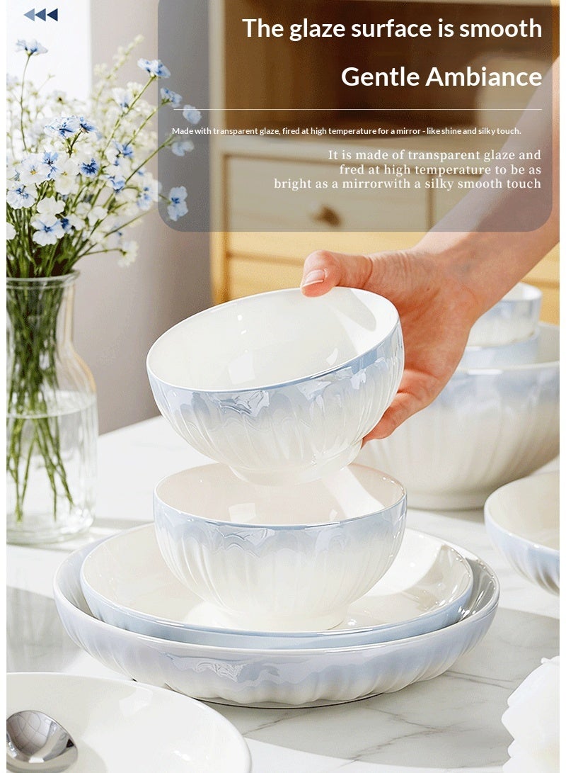 High Quality Porcelain Tableware Set 18-Piece Tableware Set Gift Box Ceramic Tableware Set, Microwave and Dishwasher Safe Includes 4 Plates 5 Bowls and 5 Spoons 4 chopsticks Suitable for Holiday Gifts or Parties White - Image 3