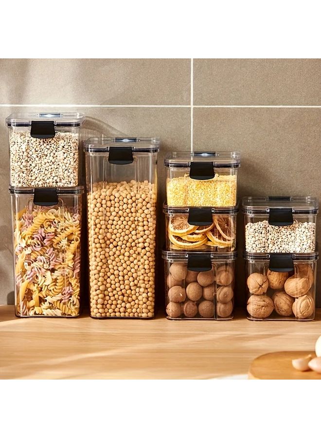 One 15 55oz Transparent Black Plastic Sealing Bottle Set For Home Seasoning Moisture Proof Storage Box - Image 1