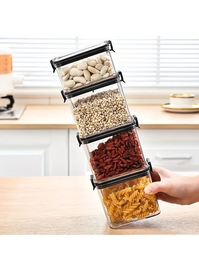 One 15 55oz Transparent Black Plastic Sealing Bottle Set For Home Seasoning Moisture Proof Storage Box - Image 5
