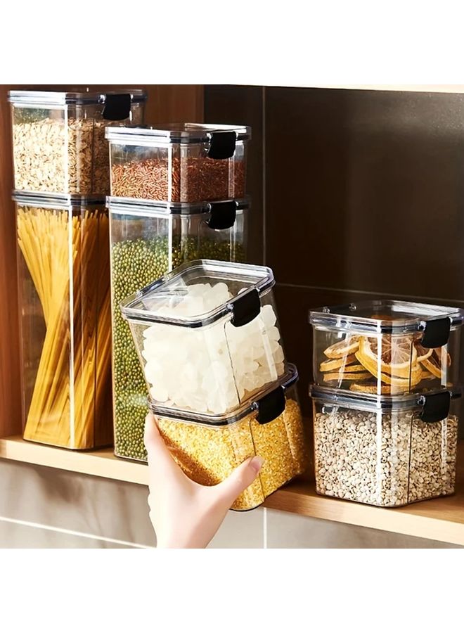 One 15 55oz Transparent Black Plastic Sealing Bottle Set For Home Seasoning Moisture Proof Storage Box - Image 4