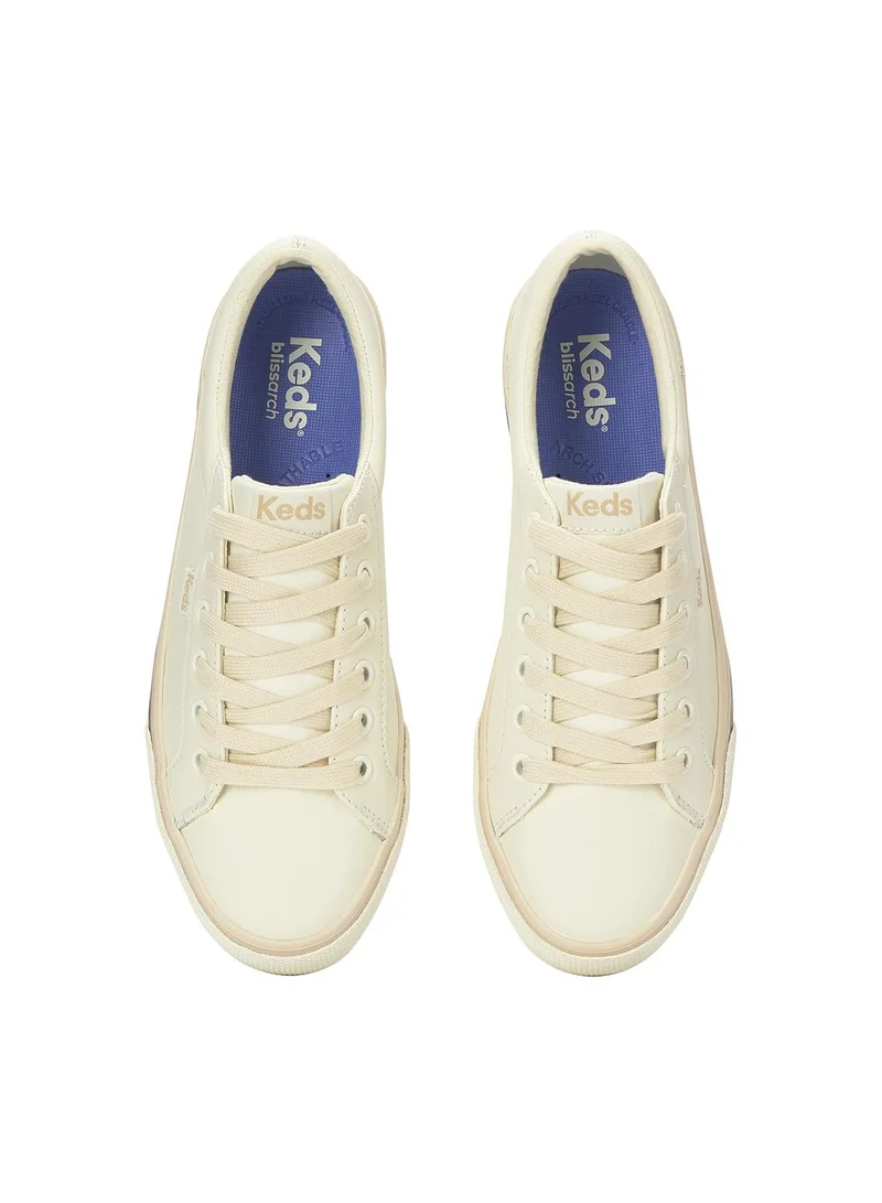 Keds  Keds Women's Jump Kick Leather Sneaker – Foxing Stripe, Low-Top Casual Shoe Beige for Women | Best Price UAE
