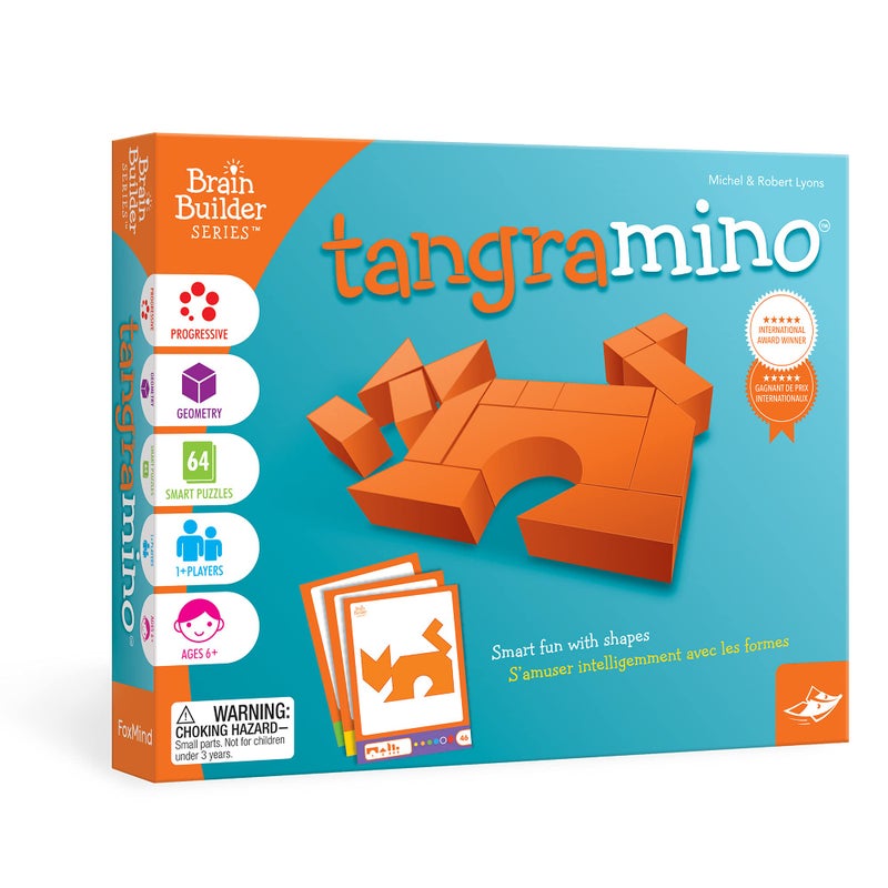 FoxMind Games Tangramino Spatial Logic and Visualization Game Smart Fun with Shapes 64 Smart Puzzles to Work Through 6 Levels of Complexity Develops STEM Skills 1 Players for Ages 6 and up - Image 2