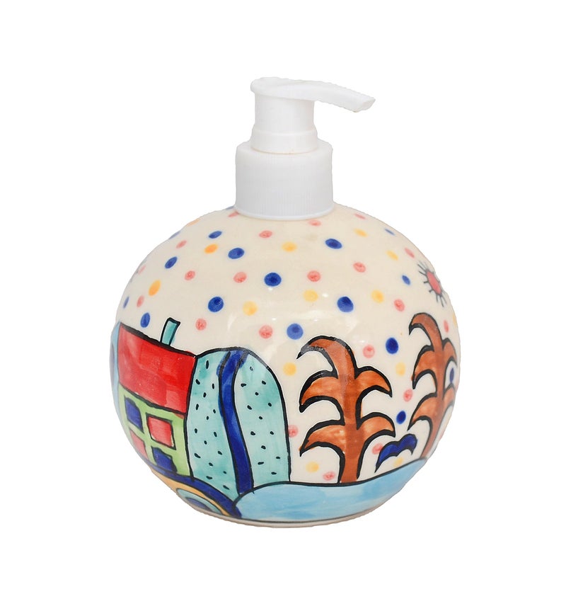 Skywalk Hand Painted Ceramic Liquid Soap Dispenser for Bathroom and Kitchen 250 Ml SWKA-1257