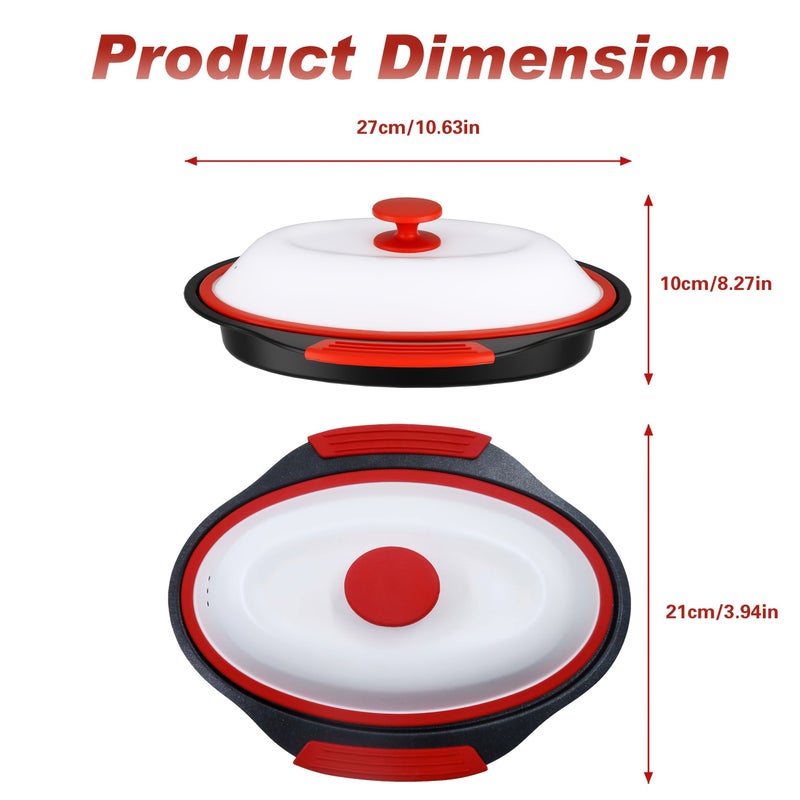 Microwave Grill Plate 10.63 X 3.94 Inch Nonstick Surface Dishwasher Safe White All In One Microwave Cooking Boiling And Steaming Tool Portable Design Oil Free Healthy Cooking Includes Recipe - Image 3