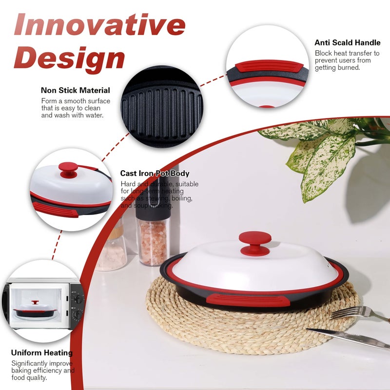 Microwave Grill Plate 10.63 X 3.94 Inch Nonstick Surface Dishwasher Safe White All In One Microwave Cooking Boiling And Steaming Tool Portable Design Oil Free Healthy Cooking Includes Recipe - Image 5