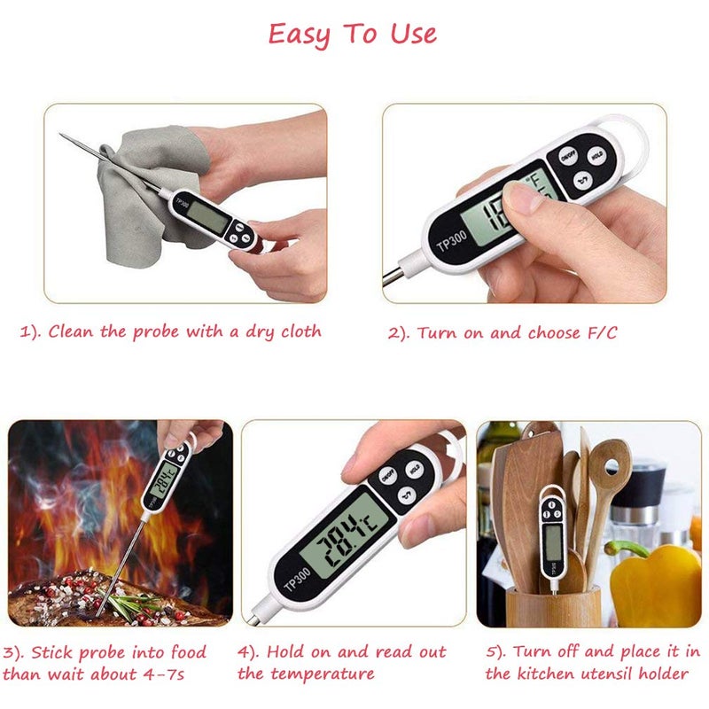 NANGOALA Digital Meat Food Thermometer for Cooking Kitchen BBQ, Probe Instant Read Thermometer with Long Probe for Candy Candle Milk Yogurt Deep Fry Roast Baking Temperature - Image 5