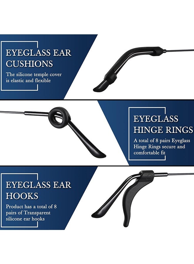 دبليو أف أف أو 50 قطعة من أطقم حافظات النظارات، 12 زوج من وسادات الأنف اللاصقة المضادة للانزلاق للنظارات، 4 مقابض أذن دائرية، 4 خطافات أذن سيليكون، 4 أكمام أطراف النظارات - تمنع انزلاق النظارات من على الأنف، مساعد بسيط وفعّال للأطفال والكبار والرياضة والدراسة والعمل - للنظارات والنظارات الشمسية (متعدد الألوان) - Image 4