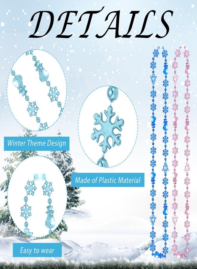 Equsion 25 Pieces Snowflake Bead Necklaces Snowflake Necklace, Beaded Necklace Winter Theme Party Favors Birthday Party Supplies Princess Jewelry Gifts for Girls Women Holiday - Image 3