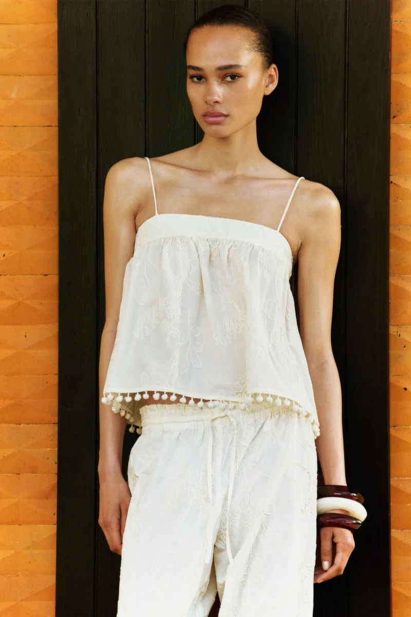 H&M Embroidered strappy top