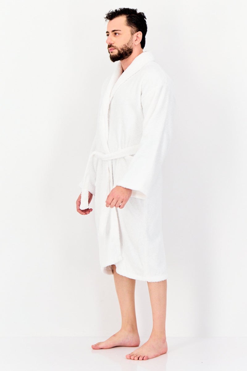 English Laundry Men Terry Belted Robe, White - Image 2