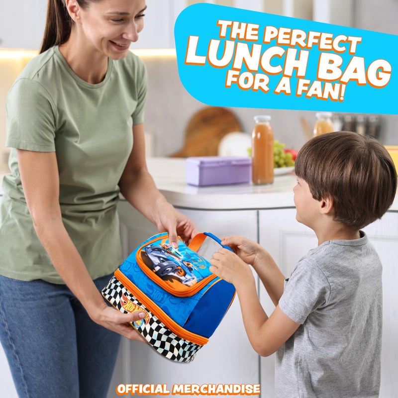 Get Trend Hot Wheels Insulated Lunch Box with Two Compartments for Kids Teens Work Travel Picnic Beach Cooler Sack (Blue Hot Wheels) - Image 3