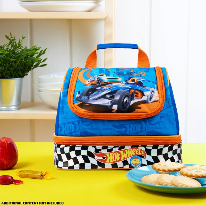 Get Trend Hot Wheels Insulated Lunch Box with Two Compartments for Kids Teens Work Travel Picnic Beach Cooler Sack (Blue Hot Wheels) - Image 5