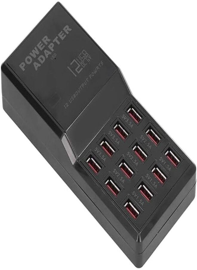 Go4Shop Go4Shop Usb Charger With 12 Port Hub Multiple Speed Charging Power Adapter Eu Plug For Usb Devices Black  - Image 1