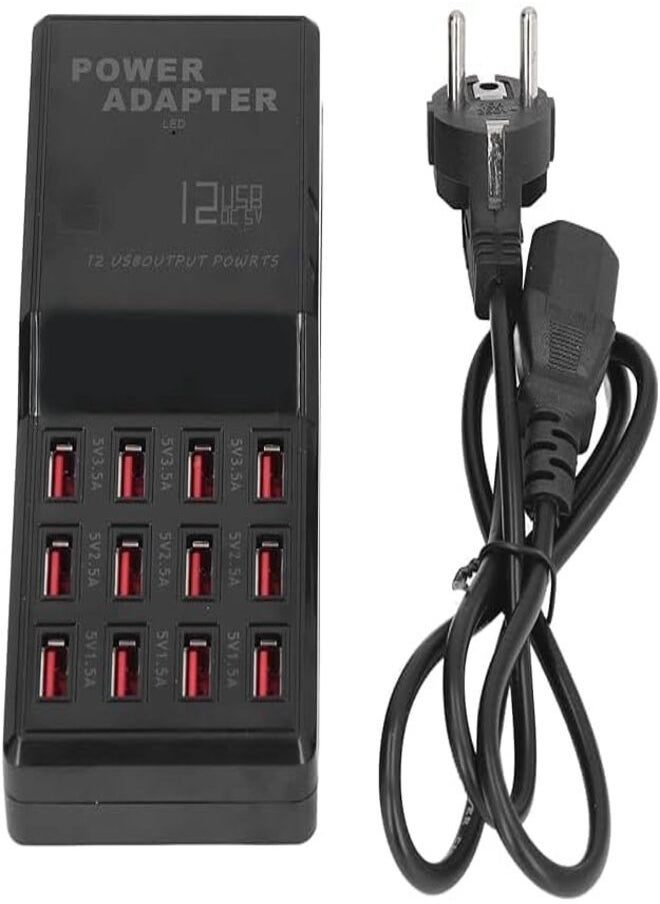 Go4Shop Go4Shop Usb Charger With 12 Port Hub Multiple Speed Charging Power Adapter Eu Plug For Usb Devices Black  - Image 3