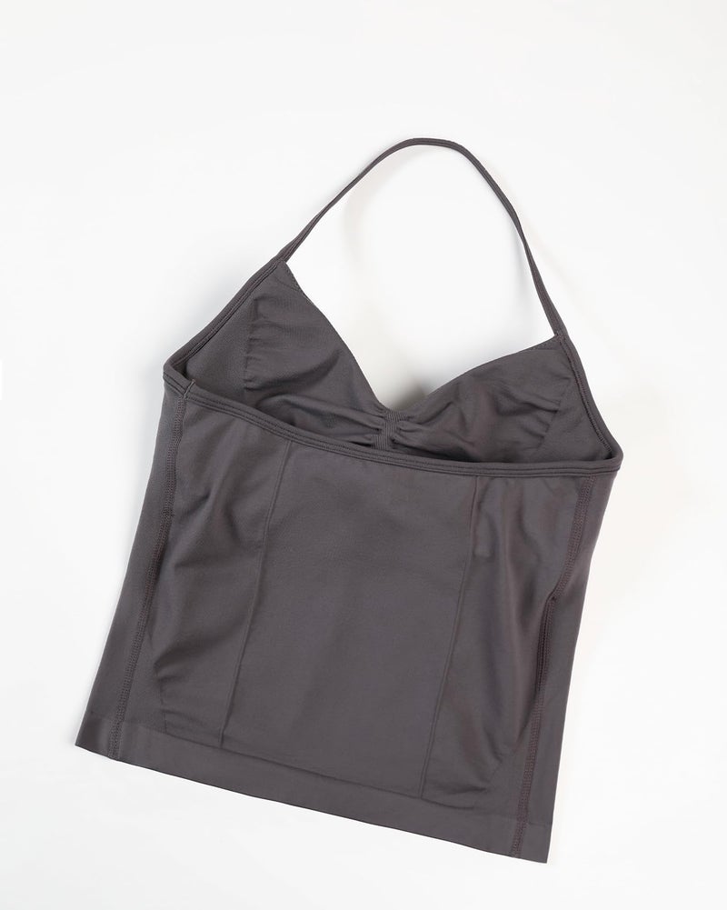 AUROLA Influence Longline Strappy Workout Halter Tops for Women,Removable Cups Padded Bras Impact Gym Yoga Sleeveless Tank Top,Plum Truffle,XS - Image 5