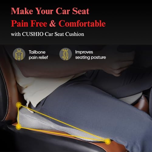 CUSHIO Car Wedge Seat Cushion with Ergonomic Wedge Design, Car Seat Height Cushion for Long Drives, Relieves Hip Pain & Tailbone Pain, Coccyx Seat Cushion with Non-Slip Base (Grey) - Image 4