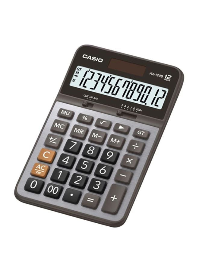 كاسيو آلة حاسبة مكتبية بشاشة سعة 12 رقماً طراز AX-120B-W-DC أسود/ فضي - Image 1