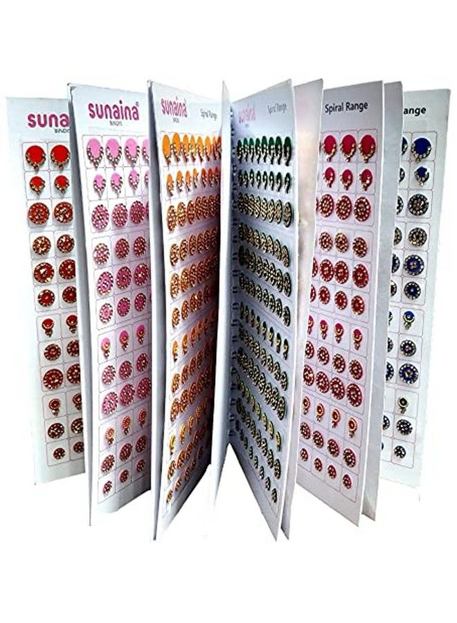 Sunaina (أصلي) كتاب بيندي كامل الأحجار متعدد الألوان بتصميم حلزوني ومقاسات مختلفة للنساء - Image 3