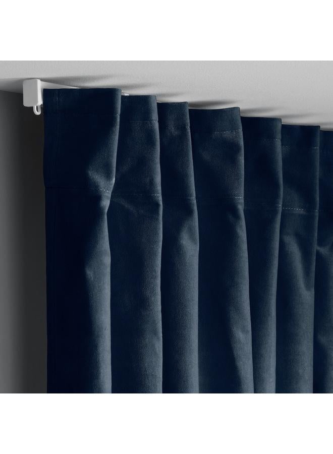 Zaboon Curtains, 1 pair, with heading tape/dark blue, 140x300 cm - Image 4