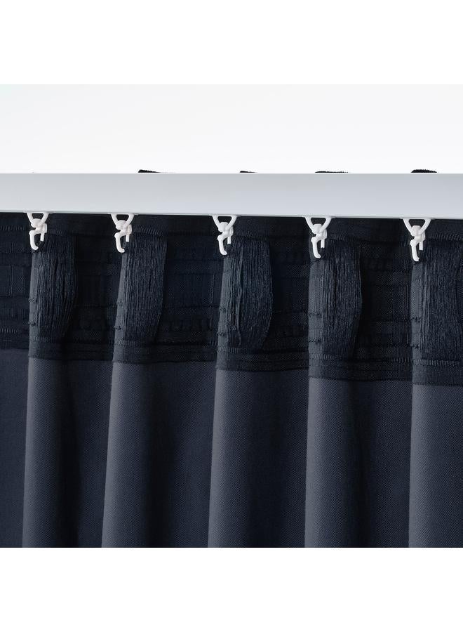 Zaboon Curtains, 1 pair, with heading tape/dark blue, 140x300 cm - Image 5