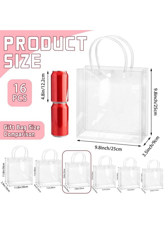 BadenBach 16 PCS Clear Gift Bags with Handle,9.84" x 9.84" x 3.54",Large Transparent Plastic Gift Wrap Bag Reusable Clear Party Favor Goodie Bags for Boutique Wedding Birthday Baby Shower Father's Day - Image 2