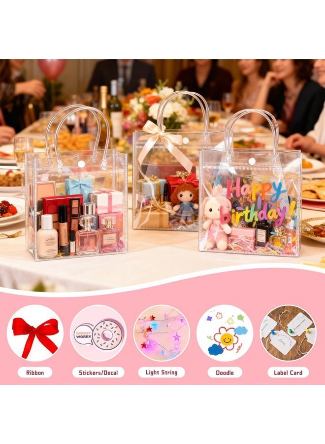 BadenBach 16 PCS Clear Gift Bags with Handle,9.84" x 9.84" x 3.54",Large Transparent Plastic Gift Wrap Bag Reusable Clear Party Favor Goodie Bags for Boutique Wedding Birthday Baby Shower Father's Day - Image 5
