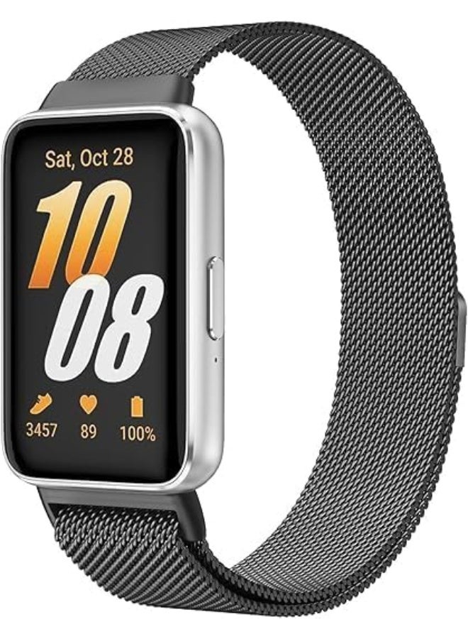 Ecosystem Metal Band Compatible with Samsung Galaxy Fit 3, Mesh Replacement Strap for Galaxy Fit3 Smartwatch, Adjustable Wristband with Secure Clasp, Comfortable & Durable Watch Band (Black, Mesh) - Image 1