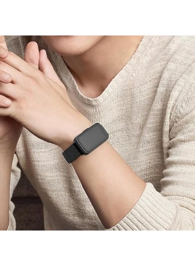 Ecosystem Metal Band Compatible with Samsung Galaxy Fit 3, Mesh Replacement Strap for Galaxy Fit3 Smartwatch, Adjustable Wristband with Secure Clasp, Comfortable & Durable Watch Band (Black, Mesh) - Image 2