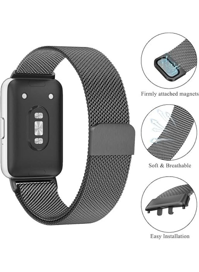 Ecosystem Metal Band Compatible with Samsung Galaxy Fit 3, Mesh Replacement Strap for Galaxy Fit3 Smartwatch, Adjustable Wristband with Secure Clasp, Comfortable & Durable Watch Band (Black, Mesh) - Image 5