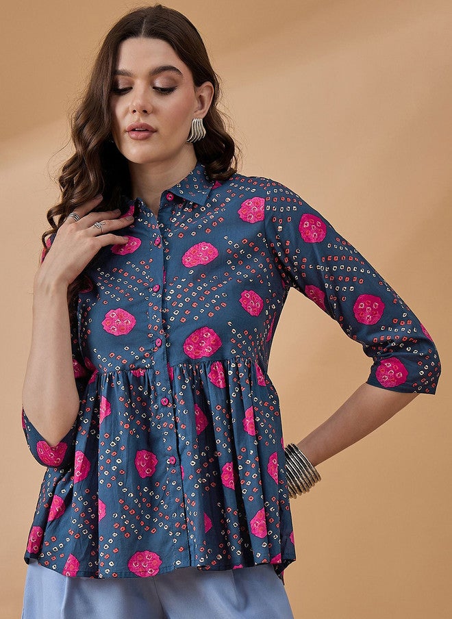Baizee Routes by All About You Floral Print Cotton Styled Back Top - Image 1