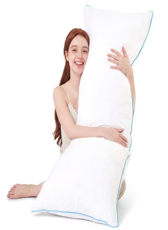 YZ HOME حشوة وسادة الجسم من YZ HOME - وسادة كاملة للجسم للبالغين - وسادة سرير طويلة وناعمة وكبيرة الحجم للنوم على الجانب (أبيض، 20 × 54 بوصة) - Image 1