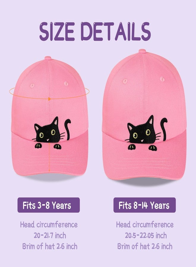 ACTLATI Girls Criss Cross Ponytail Hat Black Cat Baseball Cap Kids Adjustable Cotton Hats Funny Embroidered Sun Hat Age 3-14 - Image 5
