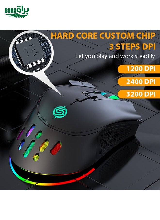 BURAQ - K-Snake BM520  9-button 3200DPI 2.4G RGB Wireless Dual-mode Gaming Mouse(White) - Image 1