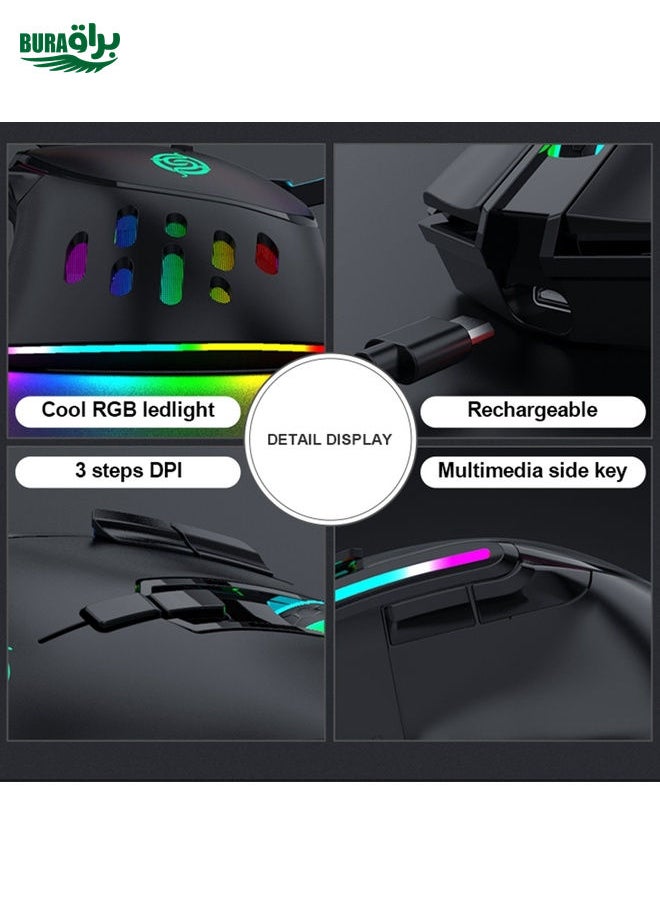 BURAQ - K-Snake BM520  9-button 3200DPI 2.4G RGB Wireless Dual-mode Gaming Mouse(White) - Image 1